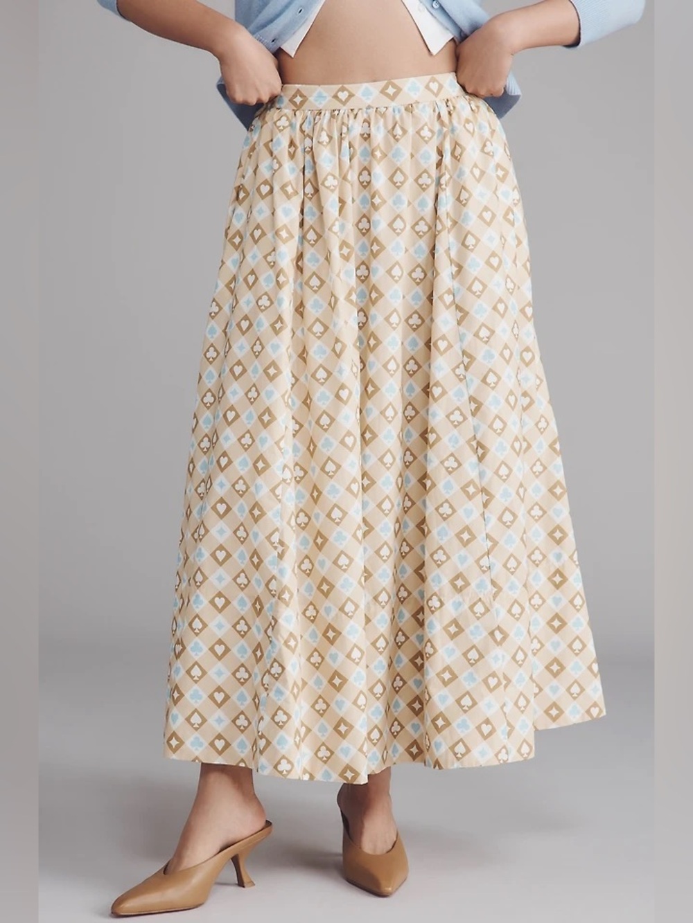 Maeve Jacie Poplin Printed Maxi Skirt Playing Card Suits